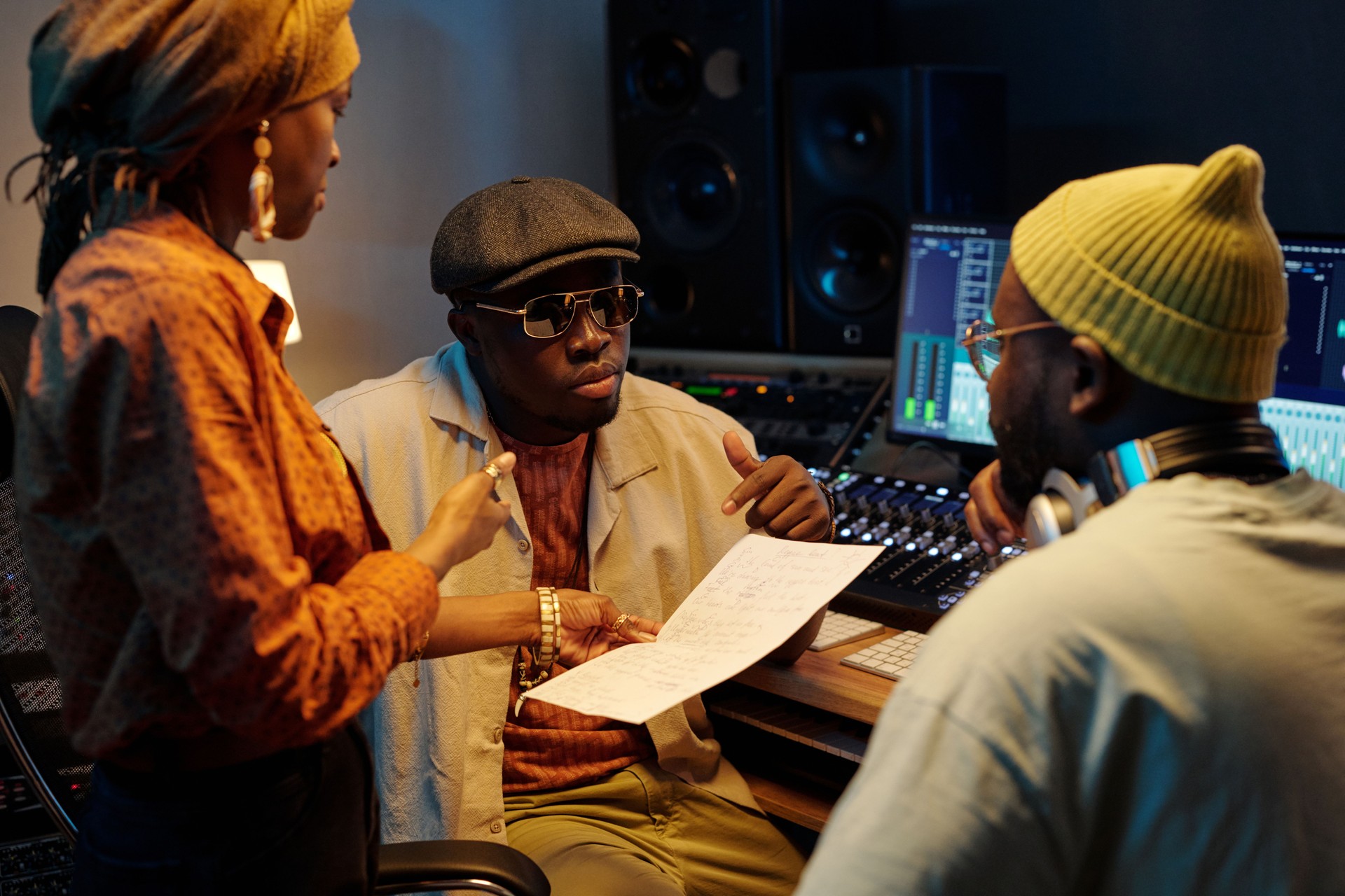 Collaborating on Music Projects in Recording Studio